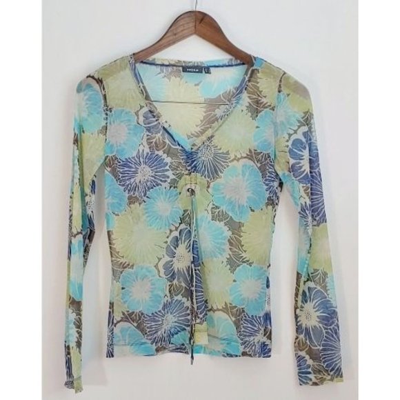 MEXX Floral print mesh long sleeves top - Picture 1 of 8
